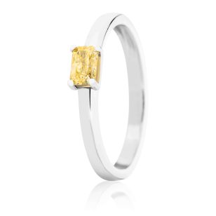   Egyedi baguette Yellow gyémánt gyűrű fehér arany 0.31 karát briliáns
