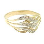 Hullámos cirkónia köves arany gyűrű