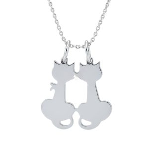  Törhető ezüst medál páros cica