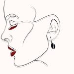 Ezüst lógós fülbevaló fekete ónix