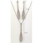 Ezüst ékszer szett fülbevaló lánc és medál cirkónia kövekkel lógós