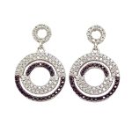Ezüst ékszer szett medál fülbevaló fekete fehér cirkóniával