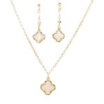 Aranyozott ezüst nyaklánc gyöngyház négylevelű lóhere medállal