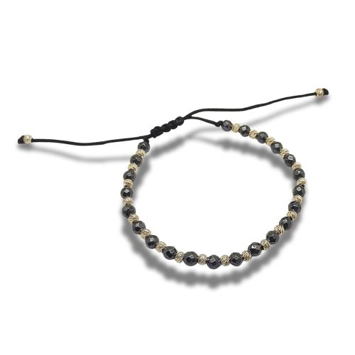 Uniszex fűzött karkötő ezüst és hematit gömbökkel