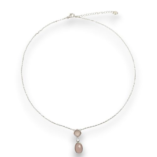 Rózsakvarc ezüst nyakék
