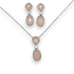 Rózsakvarc ezüst nyakék