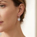 Ezüst karika fülbevaló lógó csillógó szívvel