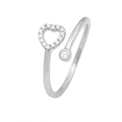 Ezüst nyitott gyűrű szívvel