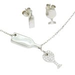 Bor és pohár ezüst nyakék