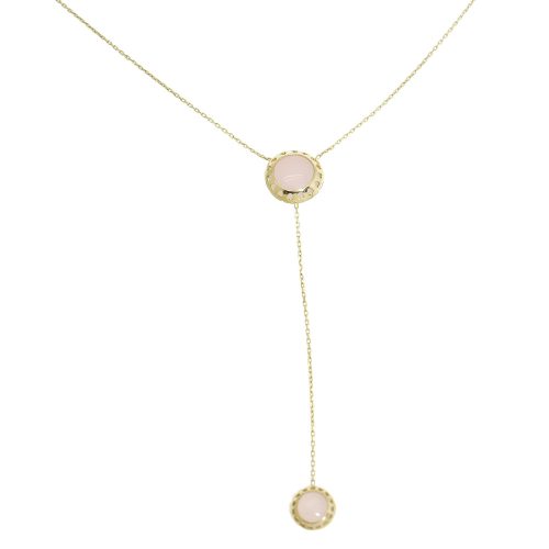 Arany collier nyakék rózsakvarc kövekkel