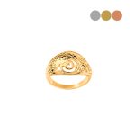 Csiga mintás kalapácsolt sárga arany gyűrű