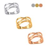 Minimalista sárga arany X gyűrű