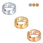 Fehér arany gyűrű áttört négyzet mintás