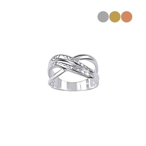 Kalapácsolt fehér arany X gyűrű