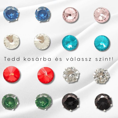 Antiallergén bedugós szilikon fülbevaló színes cirkónia kővel