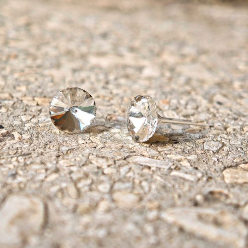 Antiallergén bedugós szilikon fülbevaló fehér cirkónia kővel