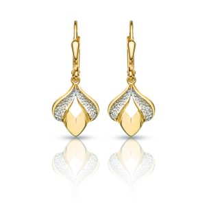 Nyíló tulipán rövid lógós arany fülbevaló