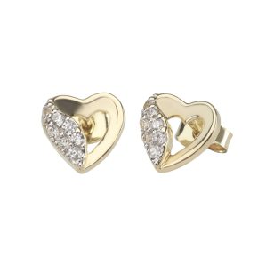 Arany szív fülbevaló cirkónia kövekkel