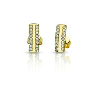 Arany téglalap fülbevaló két soros cirkónia kövekkel