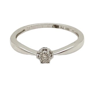   Fehér arany gyémánt eljegyzési gyűrű 0.03 karát briliáns