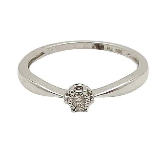 Fehér arany gyémánt eljegyzési gyűrű 0.03 karát briliáns