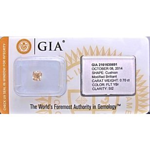   0.7 ct pezsgő színű gyémánt kő, párna (cushion) csiszolású briliáns