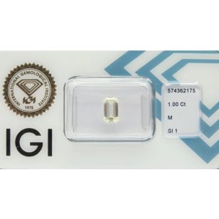   1.00 ct gyémánt kő, smaragd (emerald) csiszolású briliáns